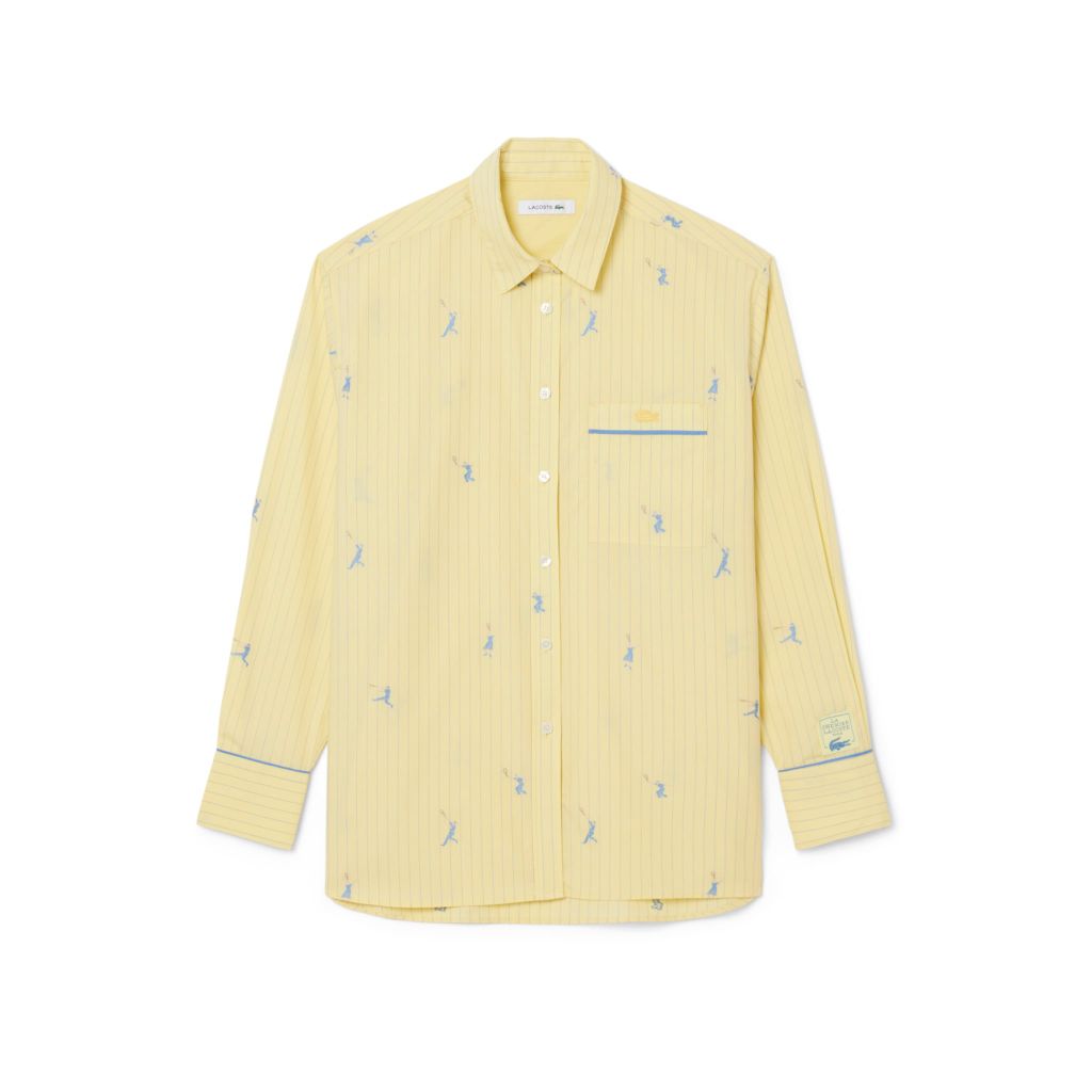 Áo Sơ Mi Lacoste Nữ Dáng Oversize Họa Tiết Dệt Nổi
