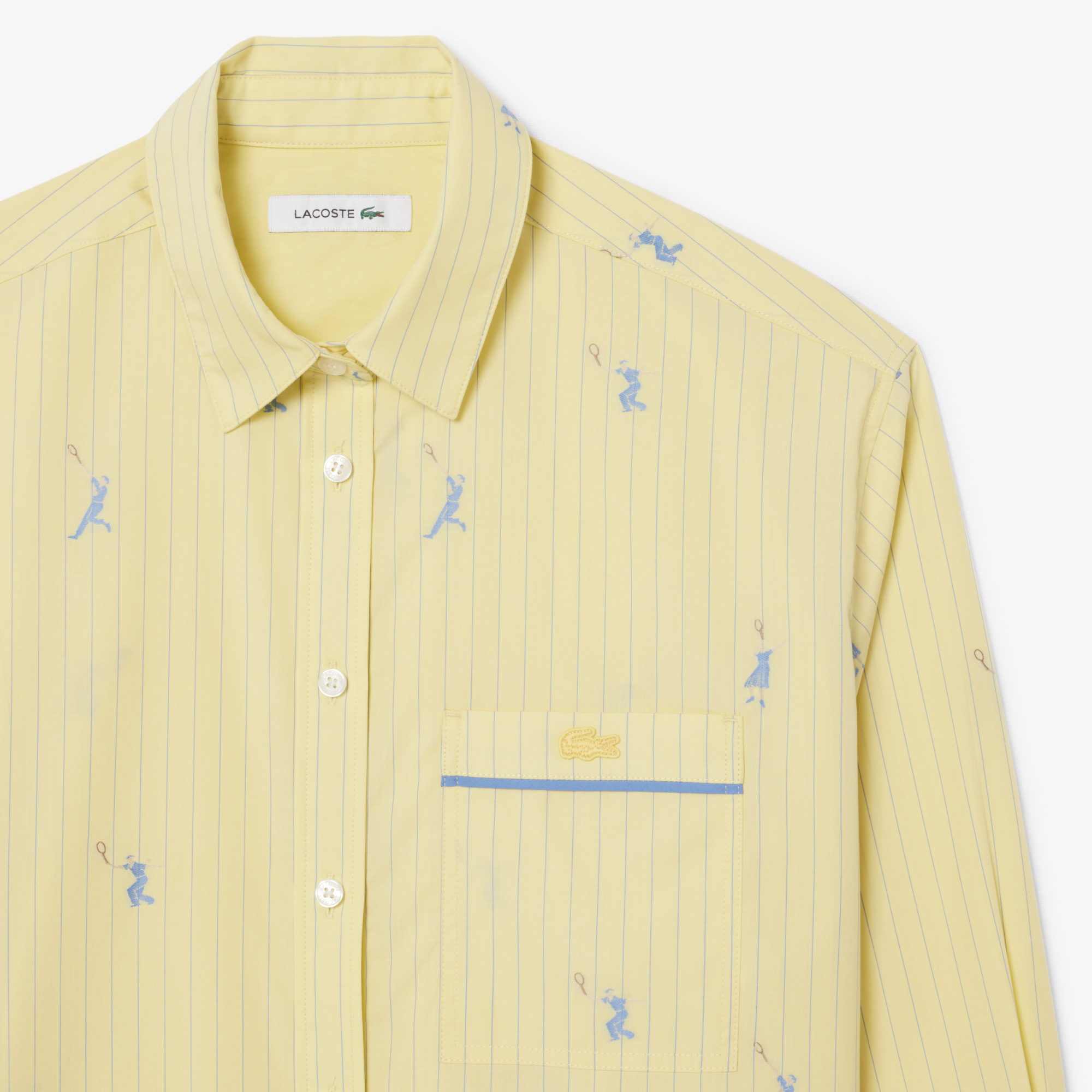 Áo Sơ Mi Lacoste Nữ Dáng Oversize Họa Tiết Dệt Nổi