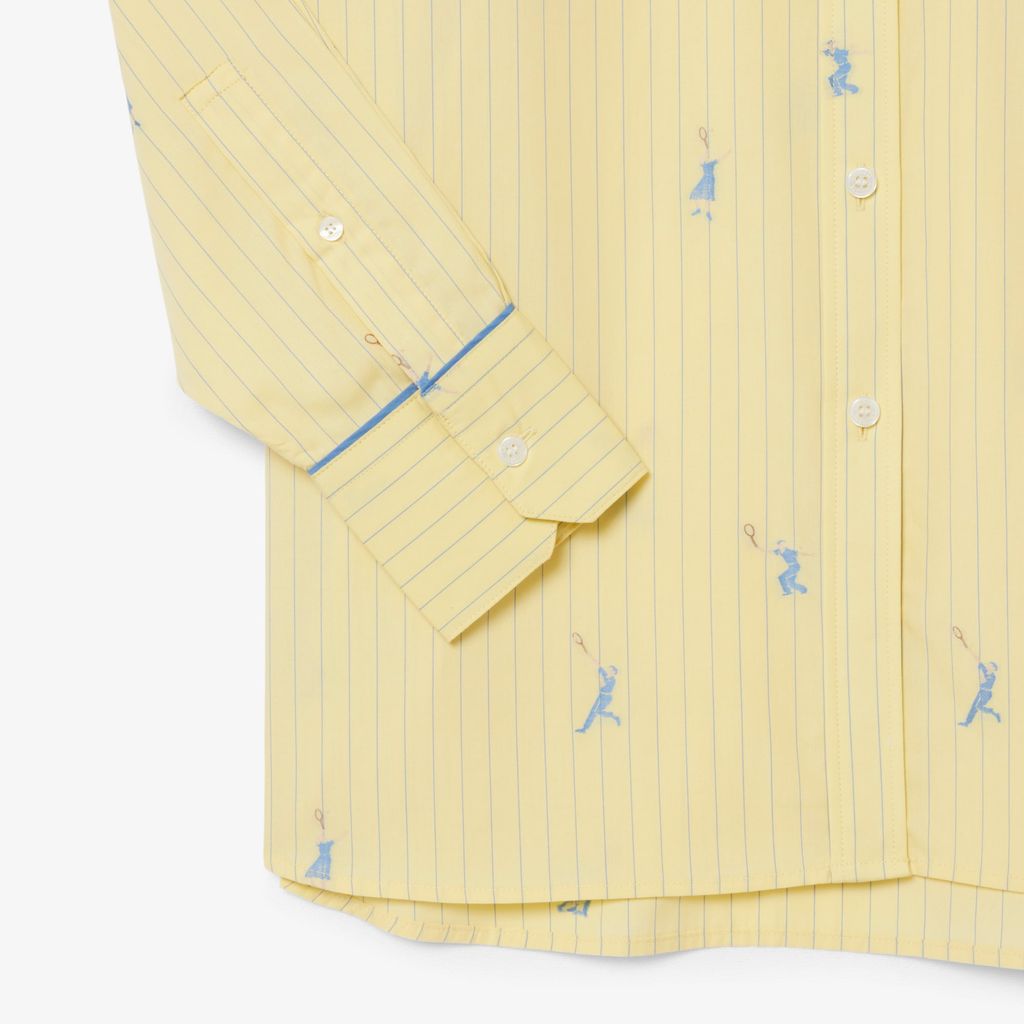 Áo Sơ Mi Lacoste Nữ Dáng Oversize Họa Tiết Dệt Nổi