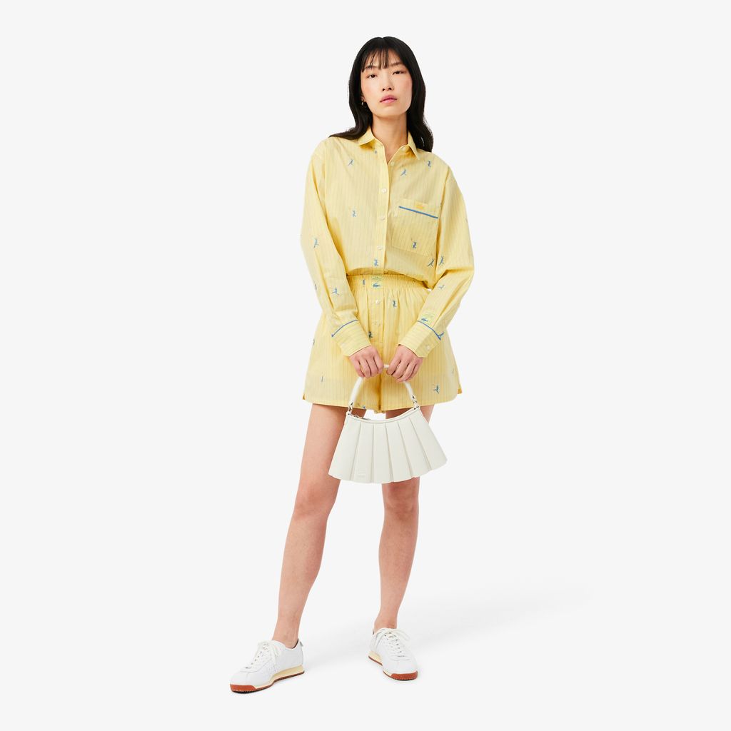Áo Sơ Mi Lacoste Nữ Dáng Oversize Họa Tiết Dệt Nổi