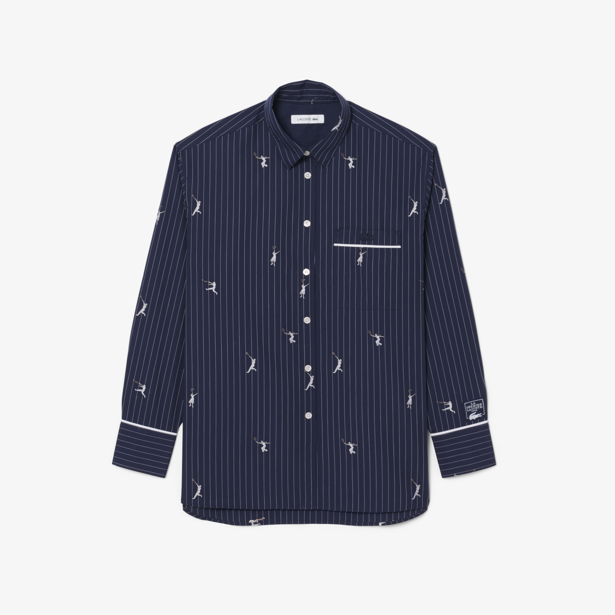 Áo Sơ Mi Lacoste Nữ Dáng Oversize Họa Tiết Dệt Nổi