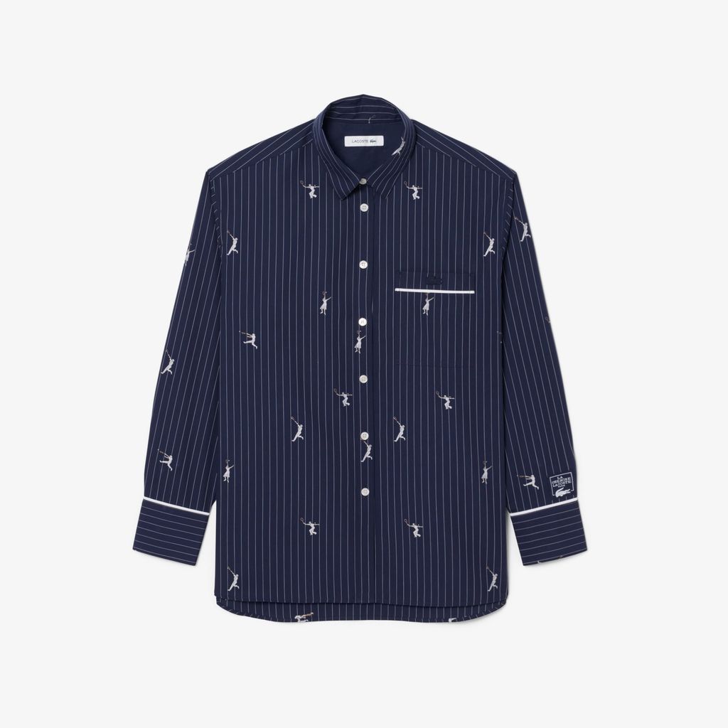 Áo Sơ Mi Lacoste Nữ Dáng Oversize Họa Tiết Dệt Nổi