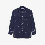 Áo Sơ Mi Lacoste Nữ Dáng Oversize Họa Tiết Dệt Nổi