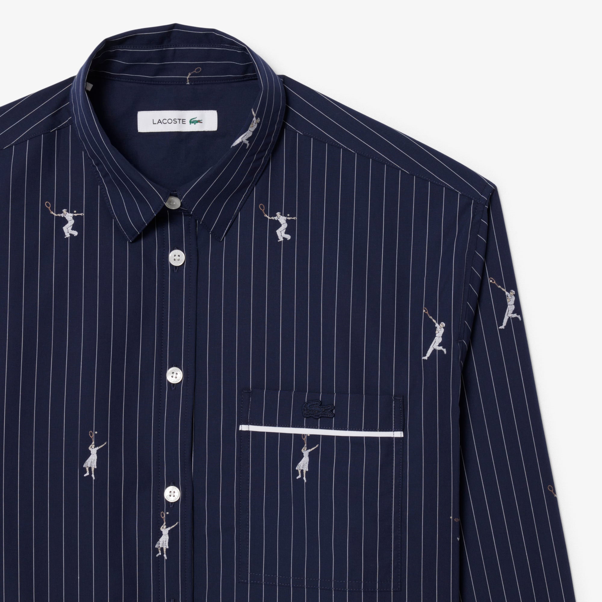 Áo Sơ Mi Lacoste Nữ Dáng Oversize Họa Tiết Dệt Nổi