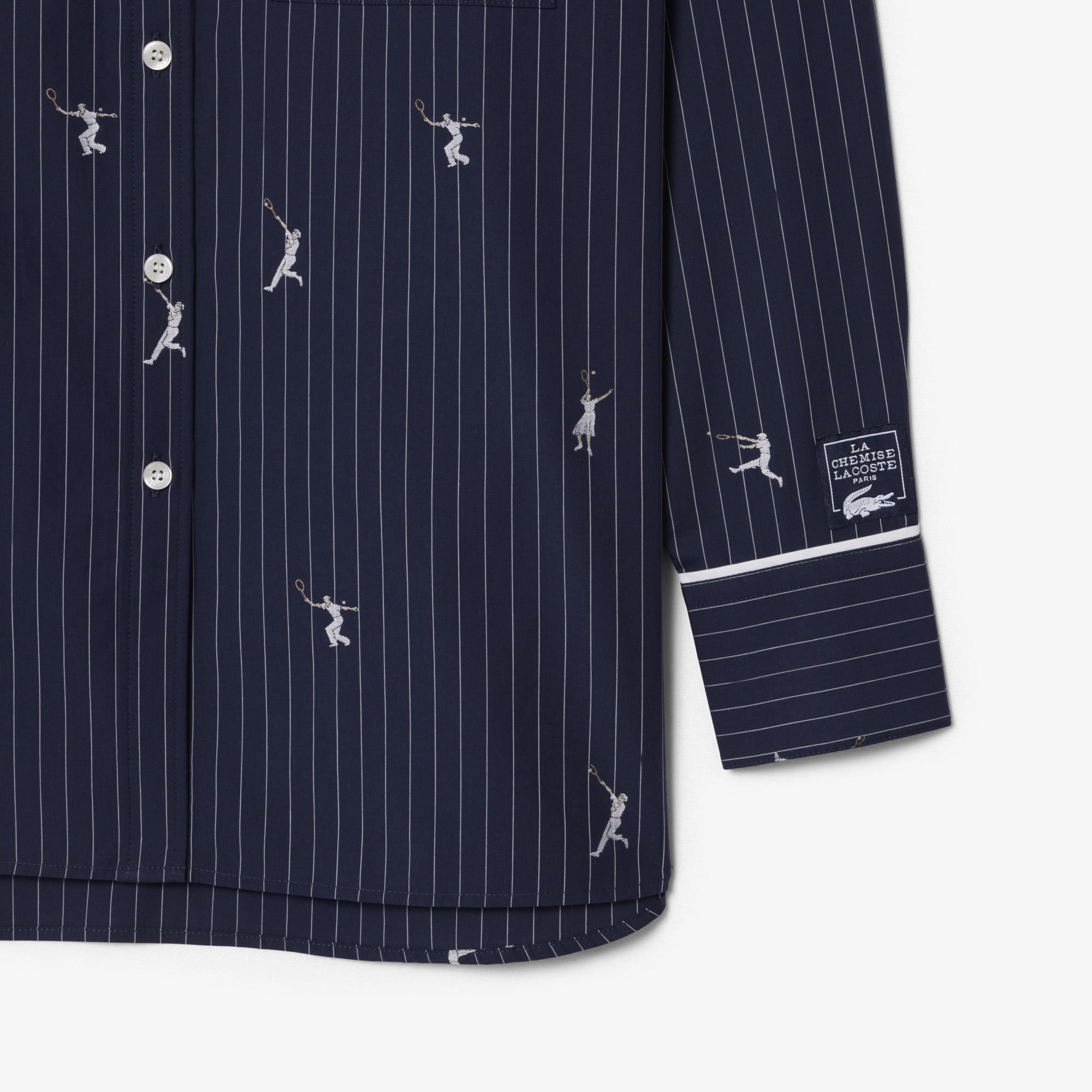 Áo Sơ Mi Lacoste Nữ Dáng Oversize Họa Tiết Dệt Nổi