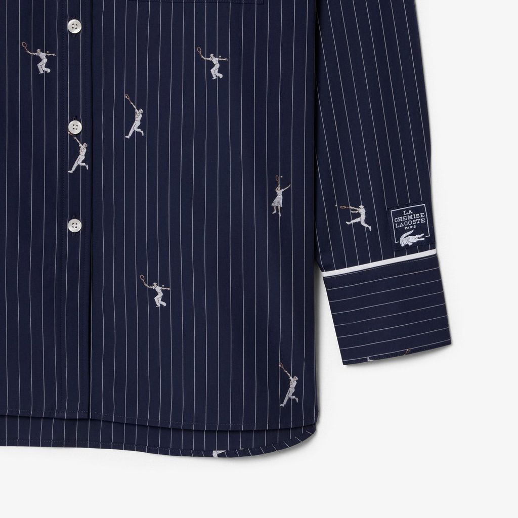Áo Sơ Mi Lacoste Nữ Dáng Oversize Họa Tiết Dệt Nổi