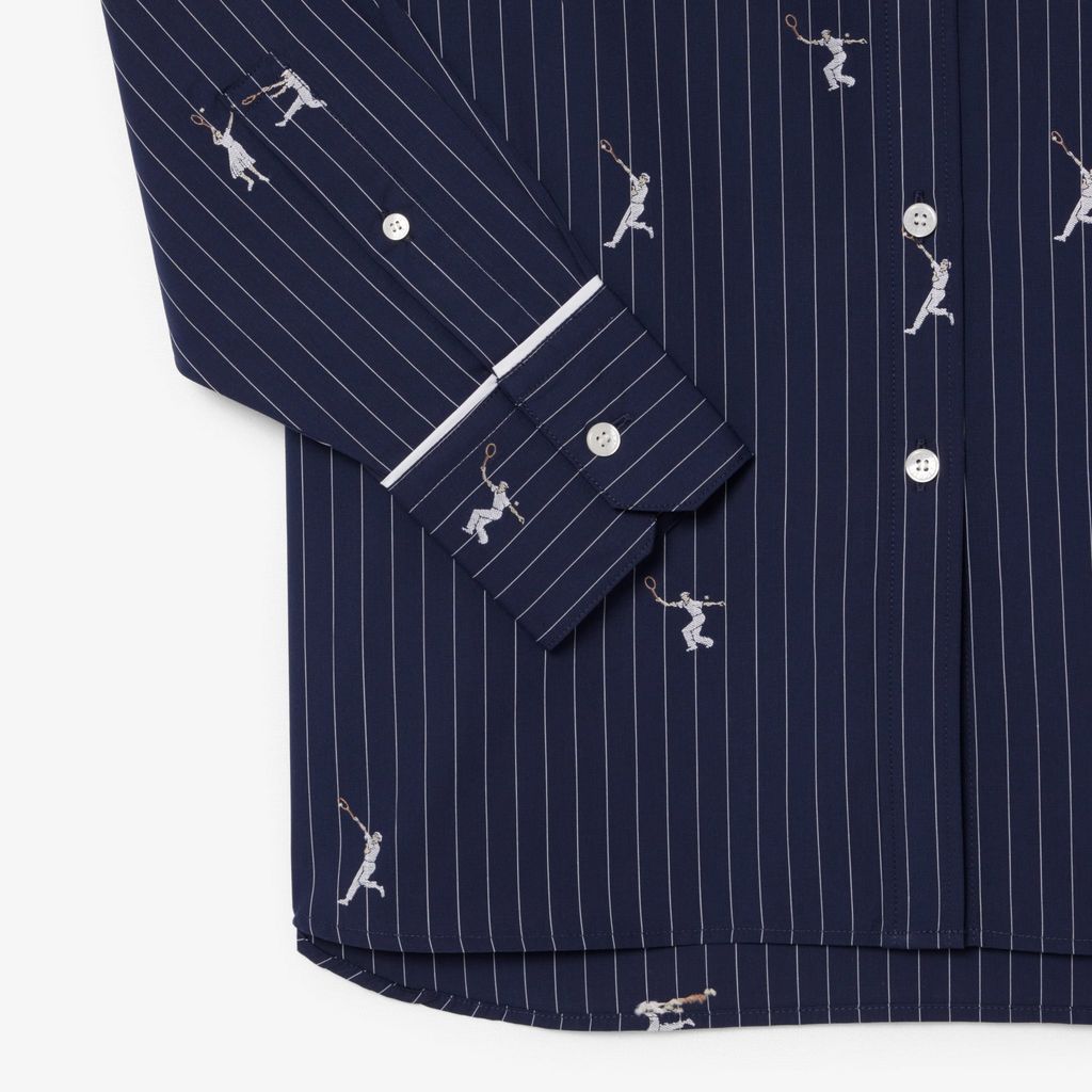 Áo Sơ Mi Lacoste Nữ Dáng Oversize Họa Tiết Dệt Nổi