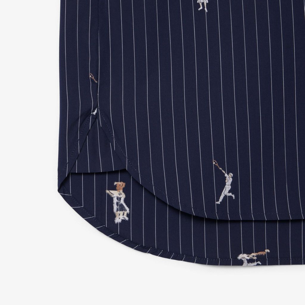 Áo Sơ Mi Lacoste Nữ Dáng Oversize Họa Tiết Dệt Nổi