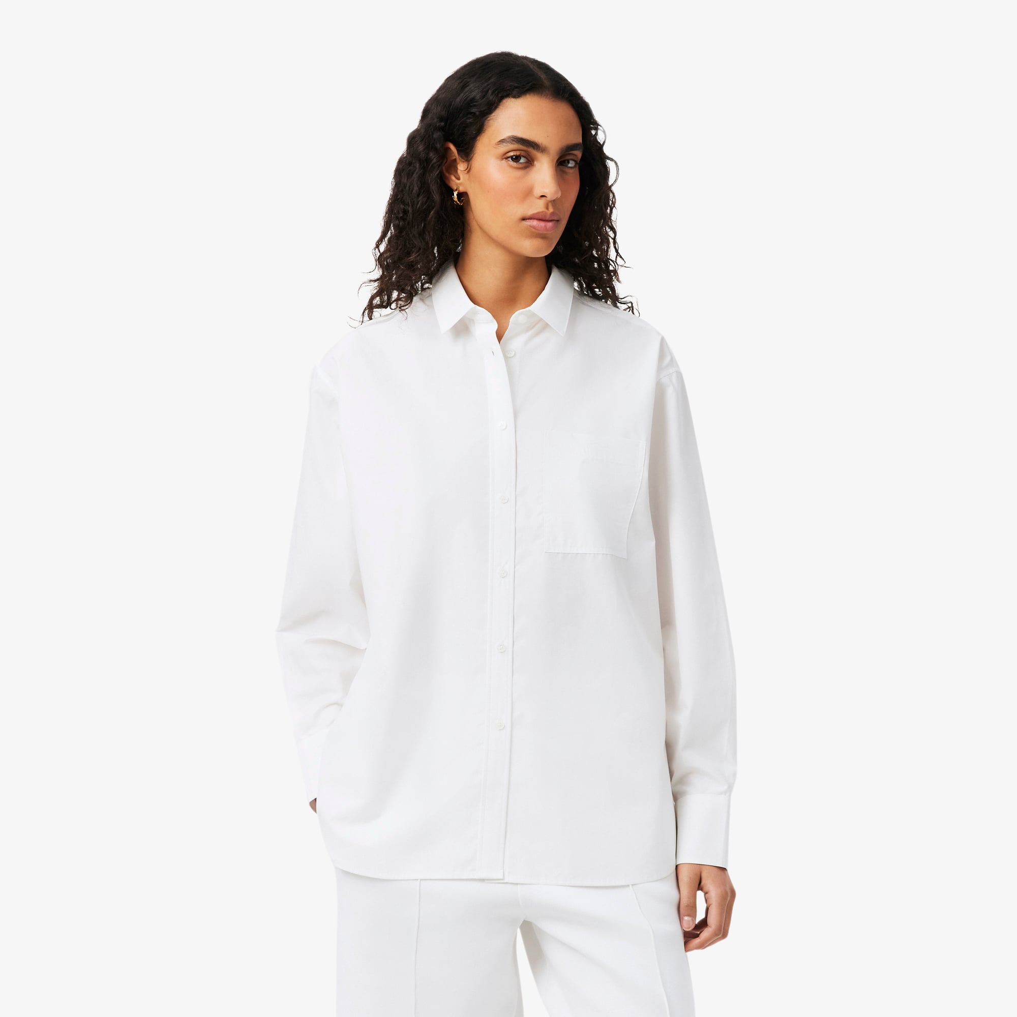 Áo Sơ Mi Lacoste Nữ Dáng Oversize Chất Liệu Cotton Poplin