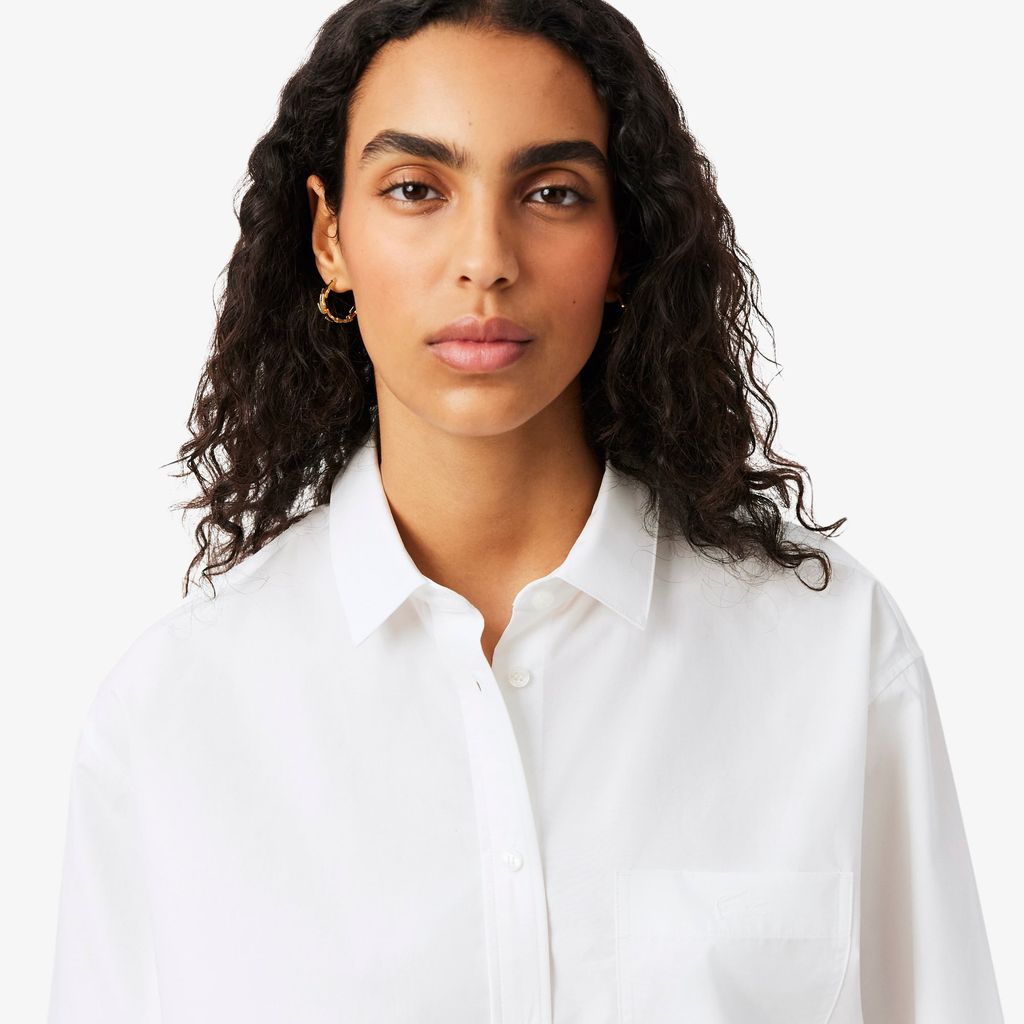 Áo Sơ Mi Lacoste Nữ Dáng Oversize Chất Liệu Cotton Poplin