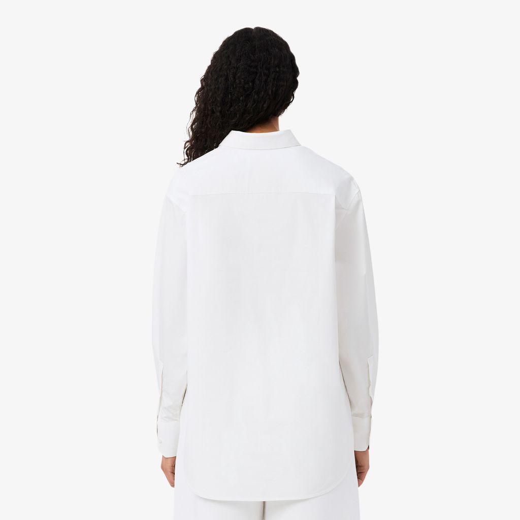 Áo Sơ Mi Lacoste Nữ Dáng Oversize Chất Liệu Cotton Poplin