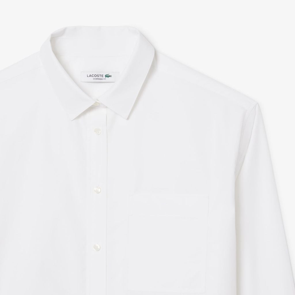 Áo Sơ Mi Lacoste Nữ Dáng Oversize Chất Liệu Cotton Poplin