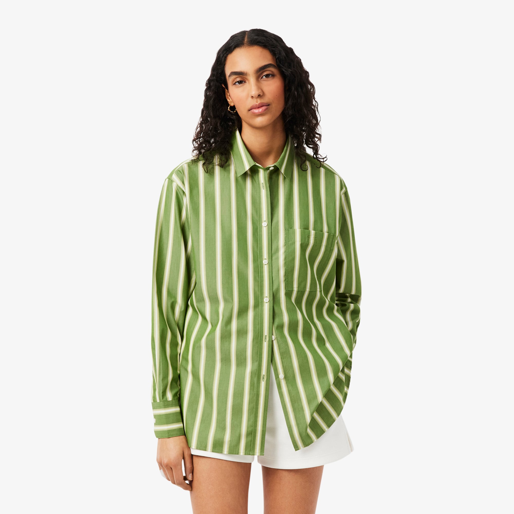 Áo Sơ Mi Lacoste Nữ Dáng Oversize Chất Liệu Cotton Poplin