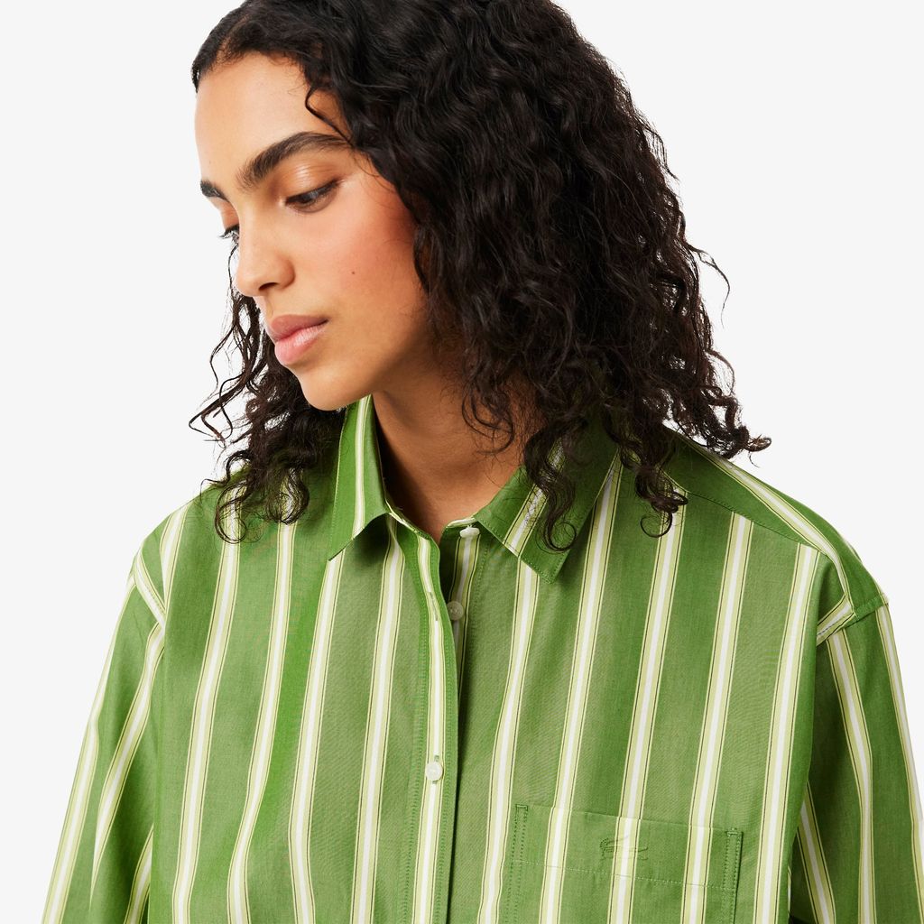 Áo Sơ Mi Lacoste Nữ Dáng Oversize Chất Liệu Cotton Poplin
