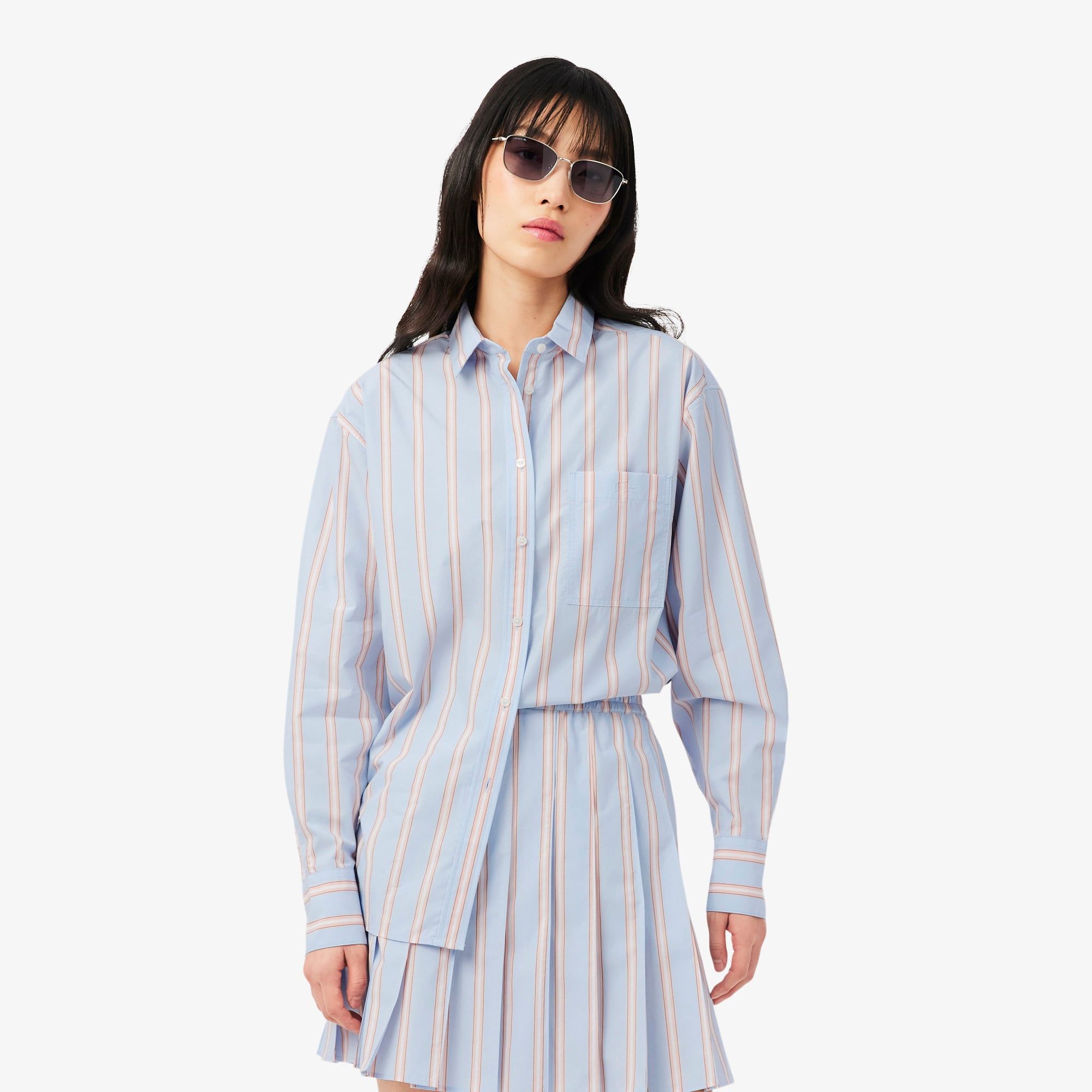 Áo Sơ Mi Lacoste Nữ Dáng Oversize Chất Liệu Cotton Poplin