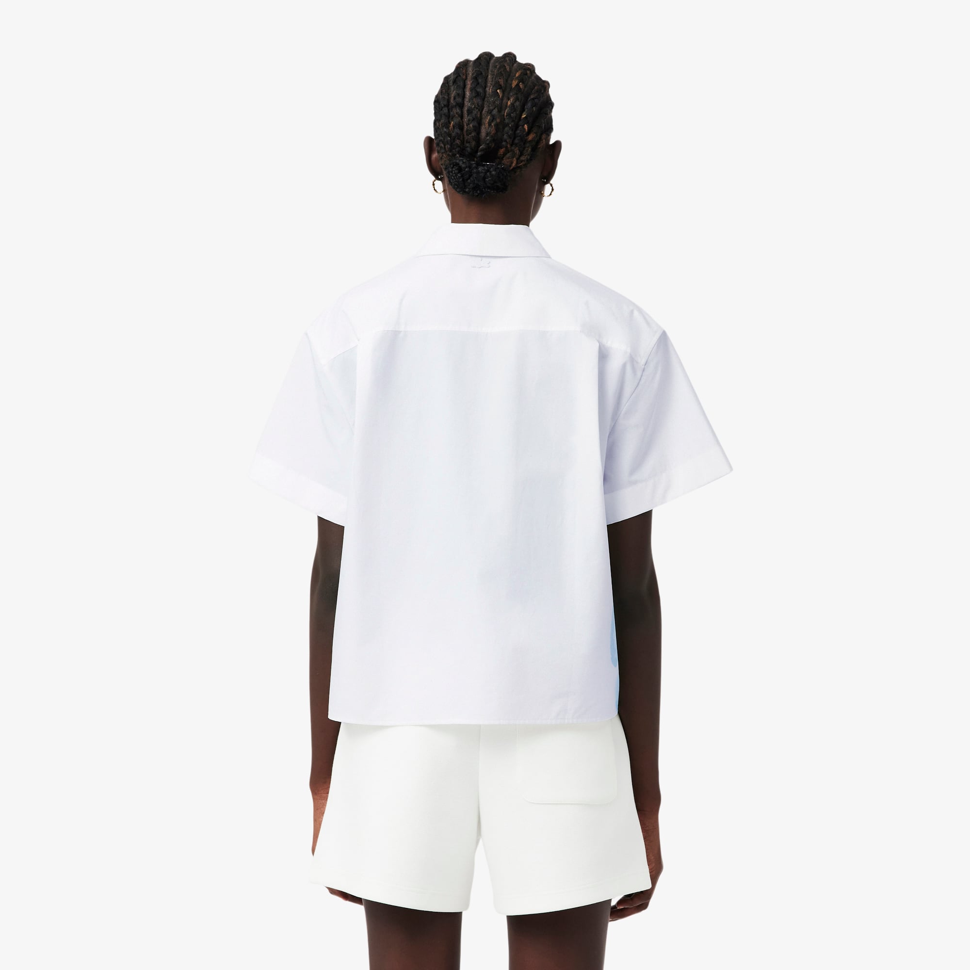 Áo Sơ Mi Lacoste Nữ Dáng Oversize Tay Ngắn In Họa Tiết