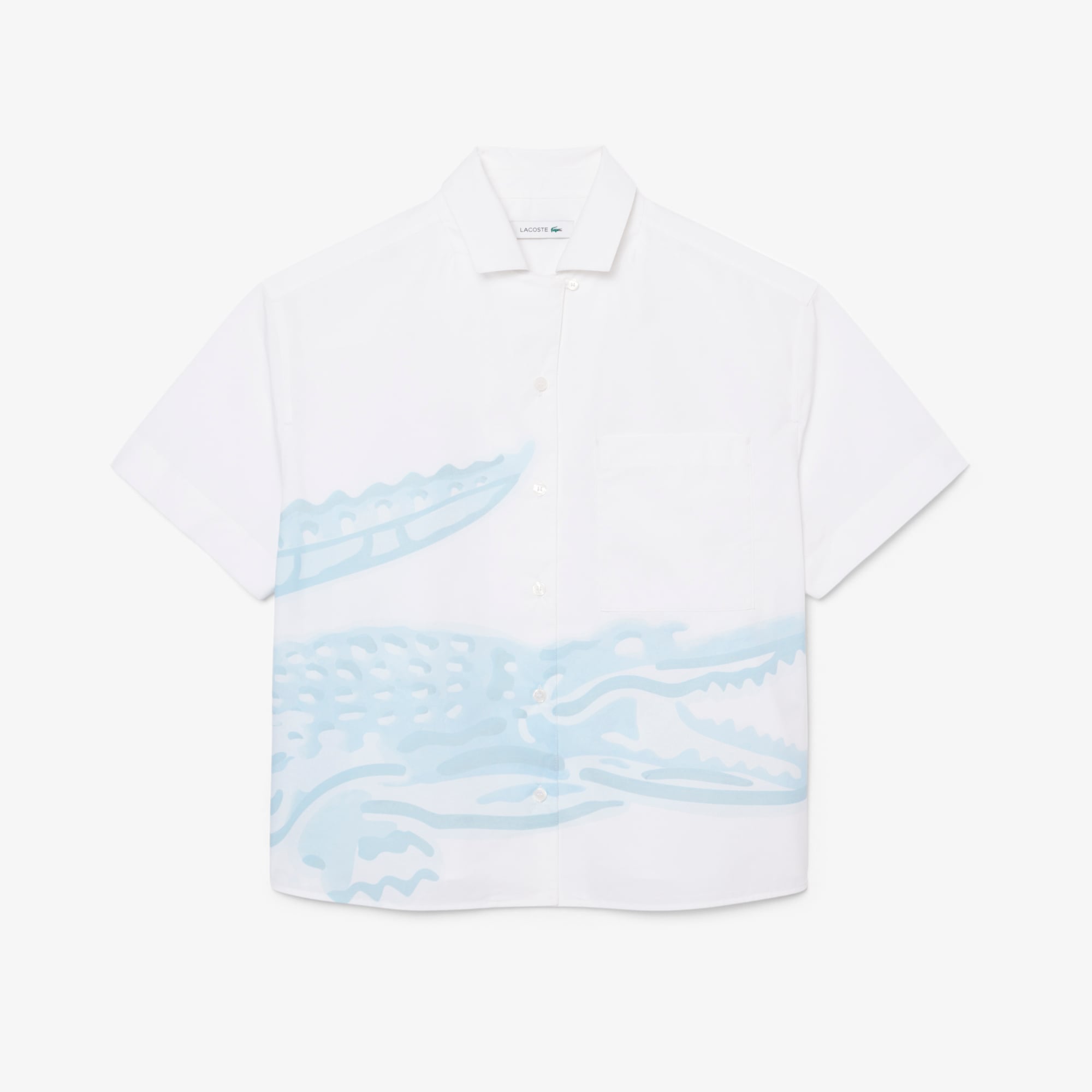 Áo Sơ Mi Lacoste Nữ Dáng Oversize Tay Ngắn In Họa Tiết
