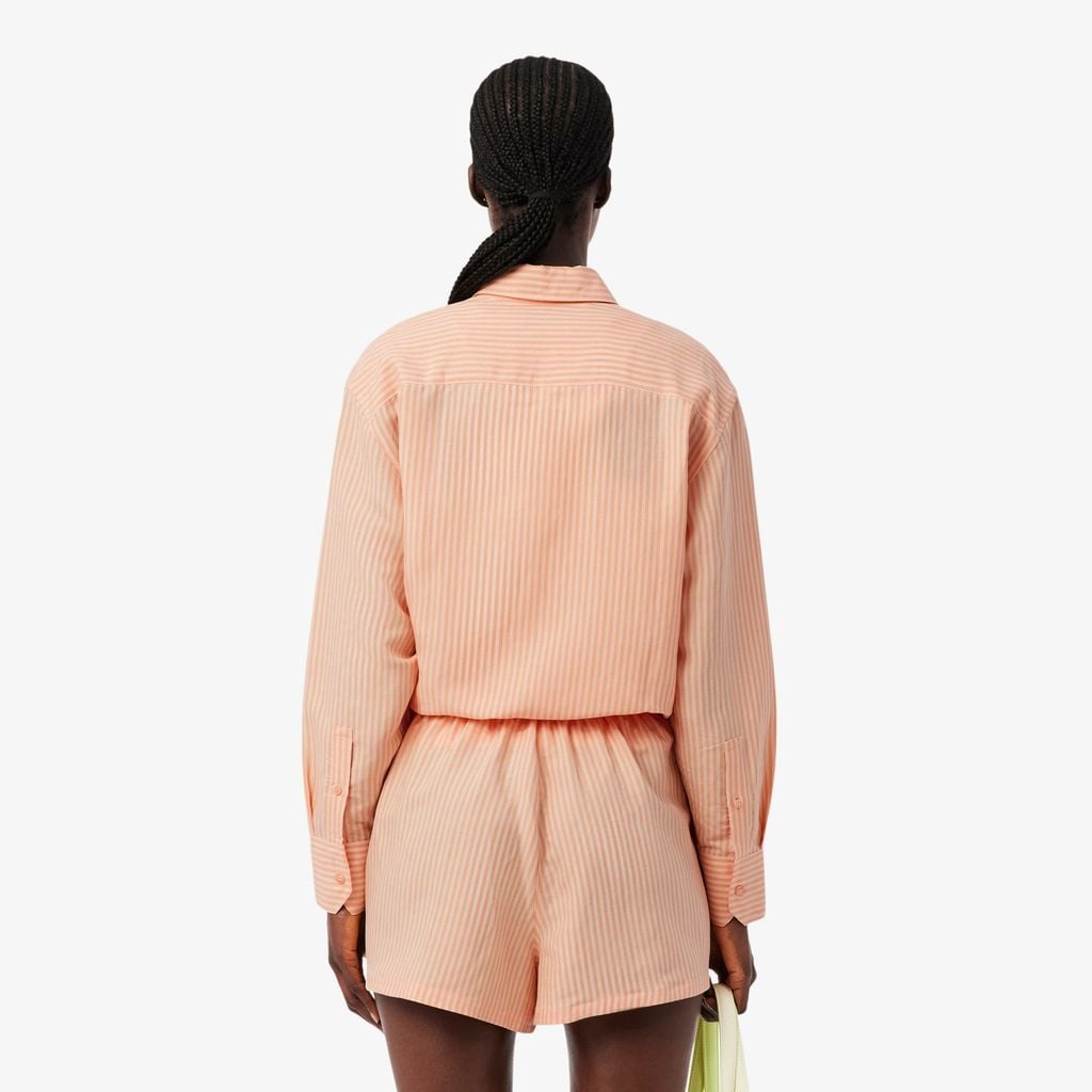 Áo Sơ Mi Lacoste Nữ Dáng Oversize Chất Liệu Pha Linen