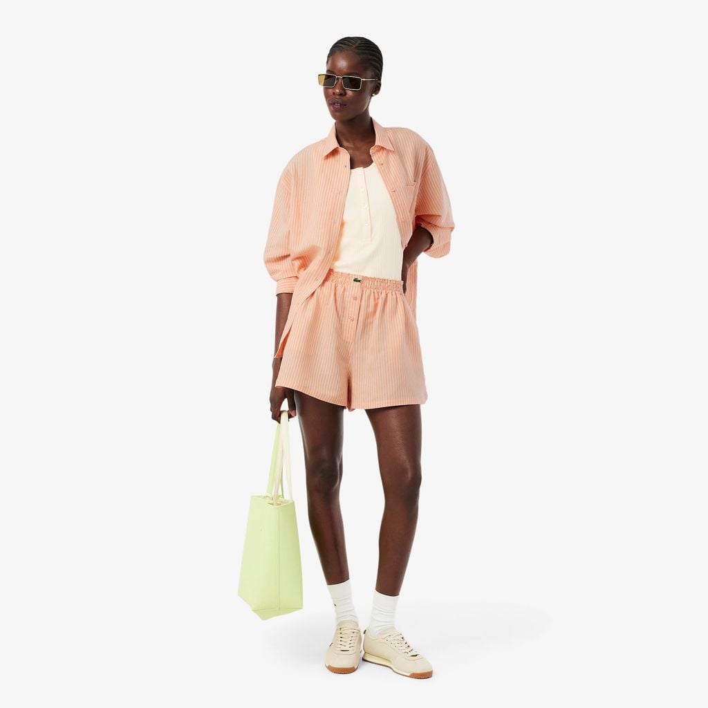 Áo Sơ Mi Lacoste Nữ Dáng Oversize Chất Liệu Pha Linen