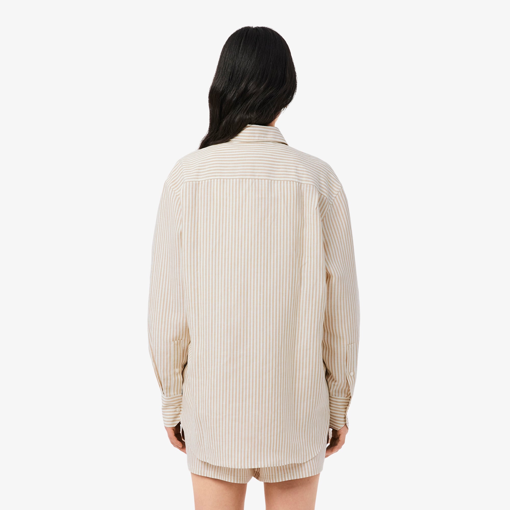 Áo Sơ Mi Lacoste Nữ Dáng Oversize Chất Liệu Pha Linen