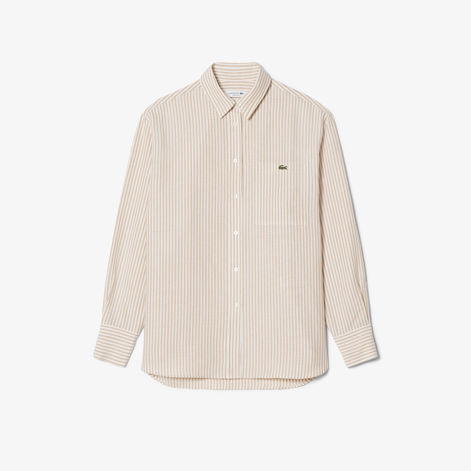 Áo Sơ Mi Lacoste Nữ Dáng Oversize Chất Liệu Pha Linen