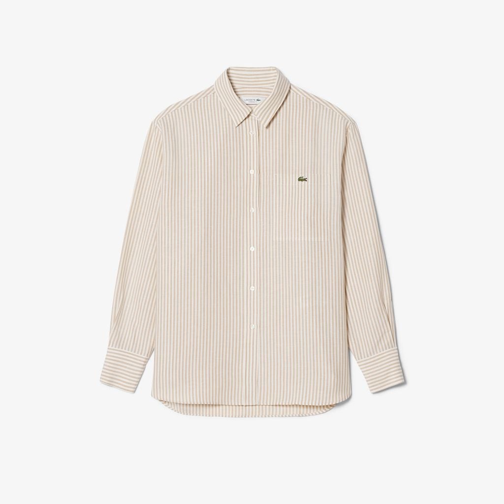 Áo Sơ Mi Lacoste Nữ Dáng Oversize Chất Liệu Pha Linen