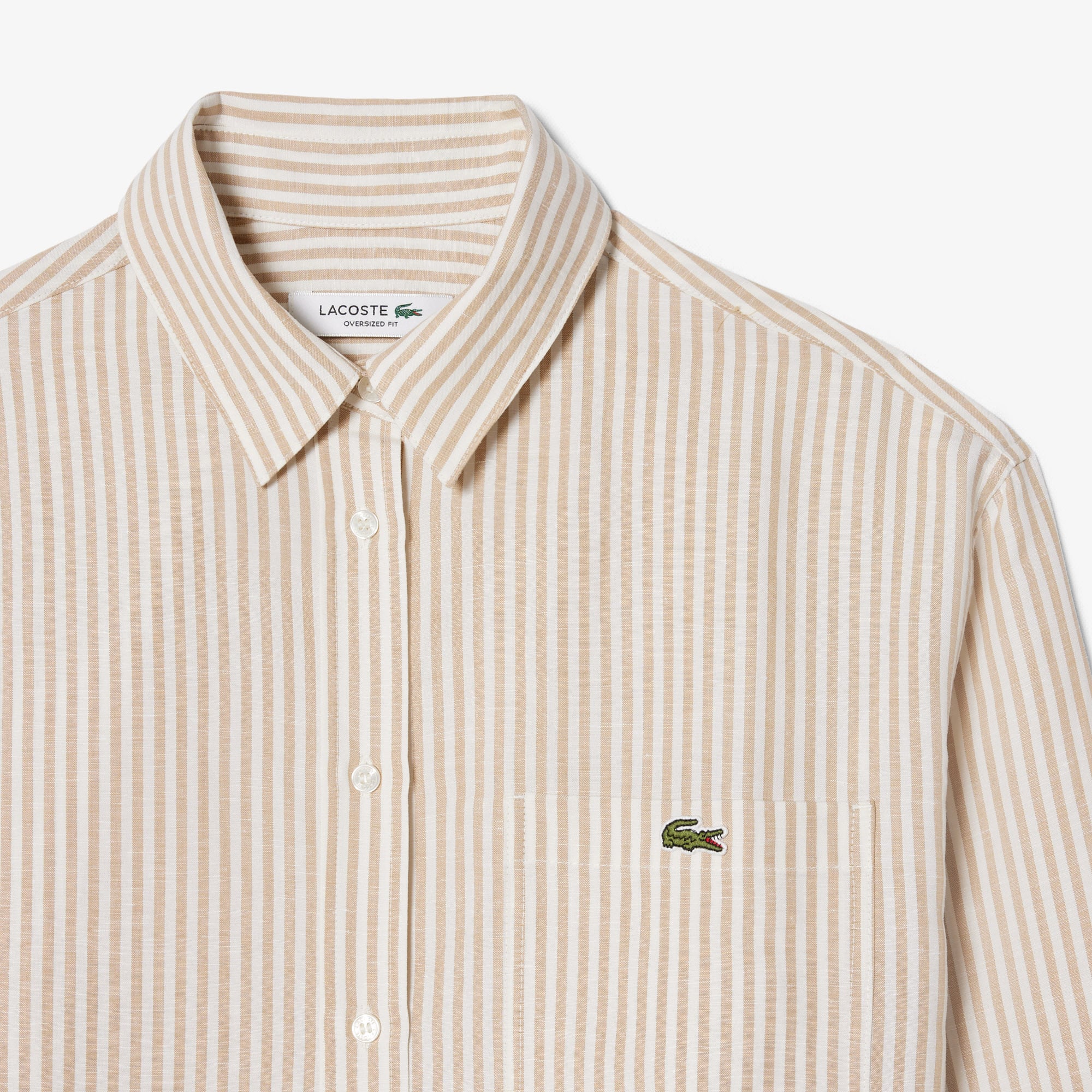 Áo Sơ Mi Lacoste Nữ Dáng Oversize Chất Liệu Pha Linen