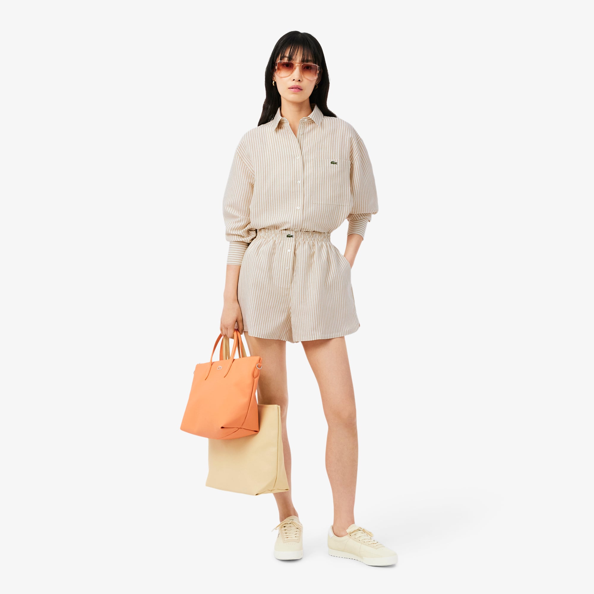 Áo Sơ Mi Lacoste Nữ Dáng Oversize Chất Liệu Pha Linen