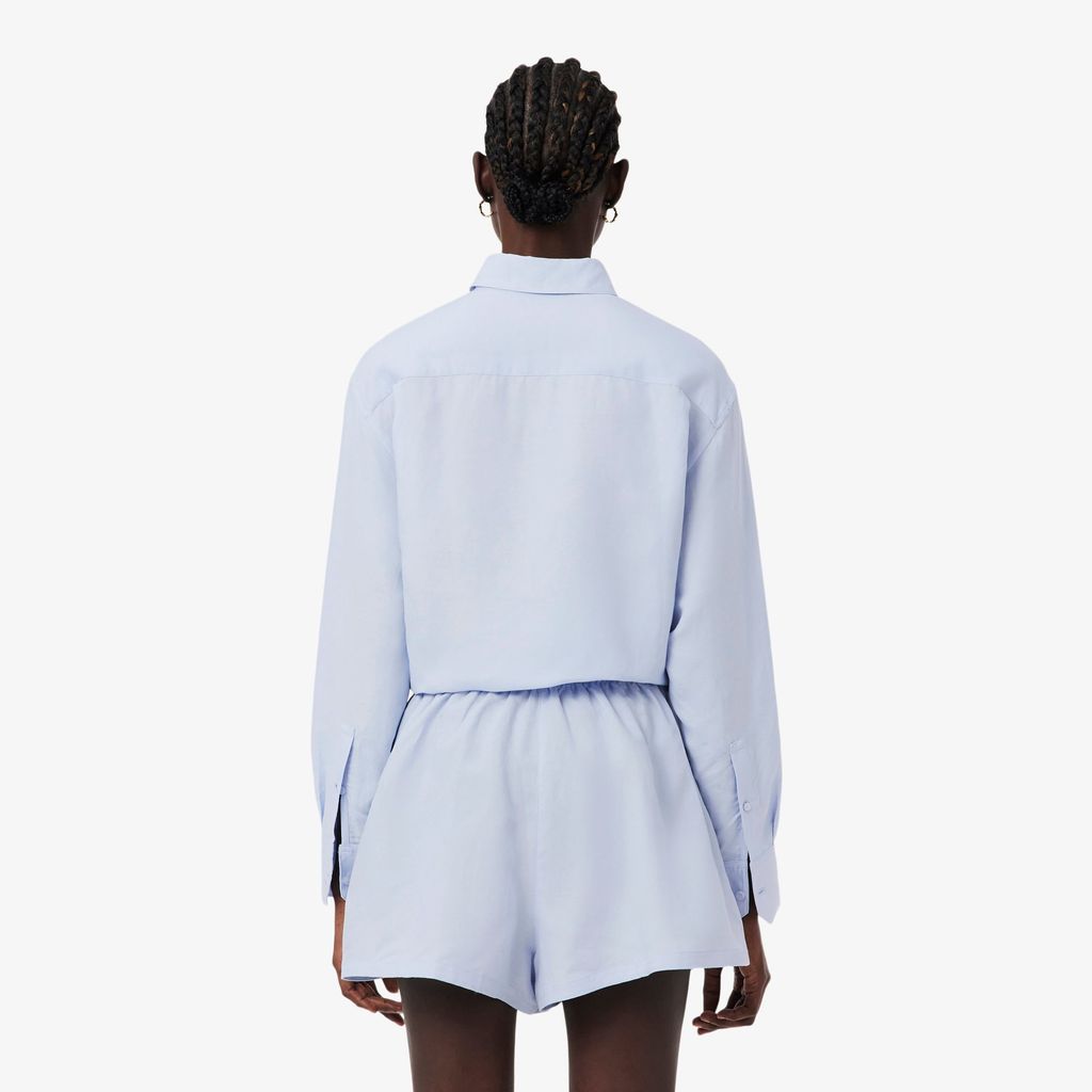 Áo Sơ Mi Lacoste Nữ Dáng Oversize Chất Liệu Pha Linen