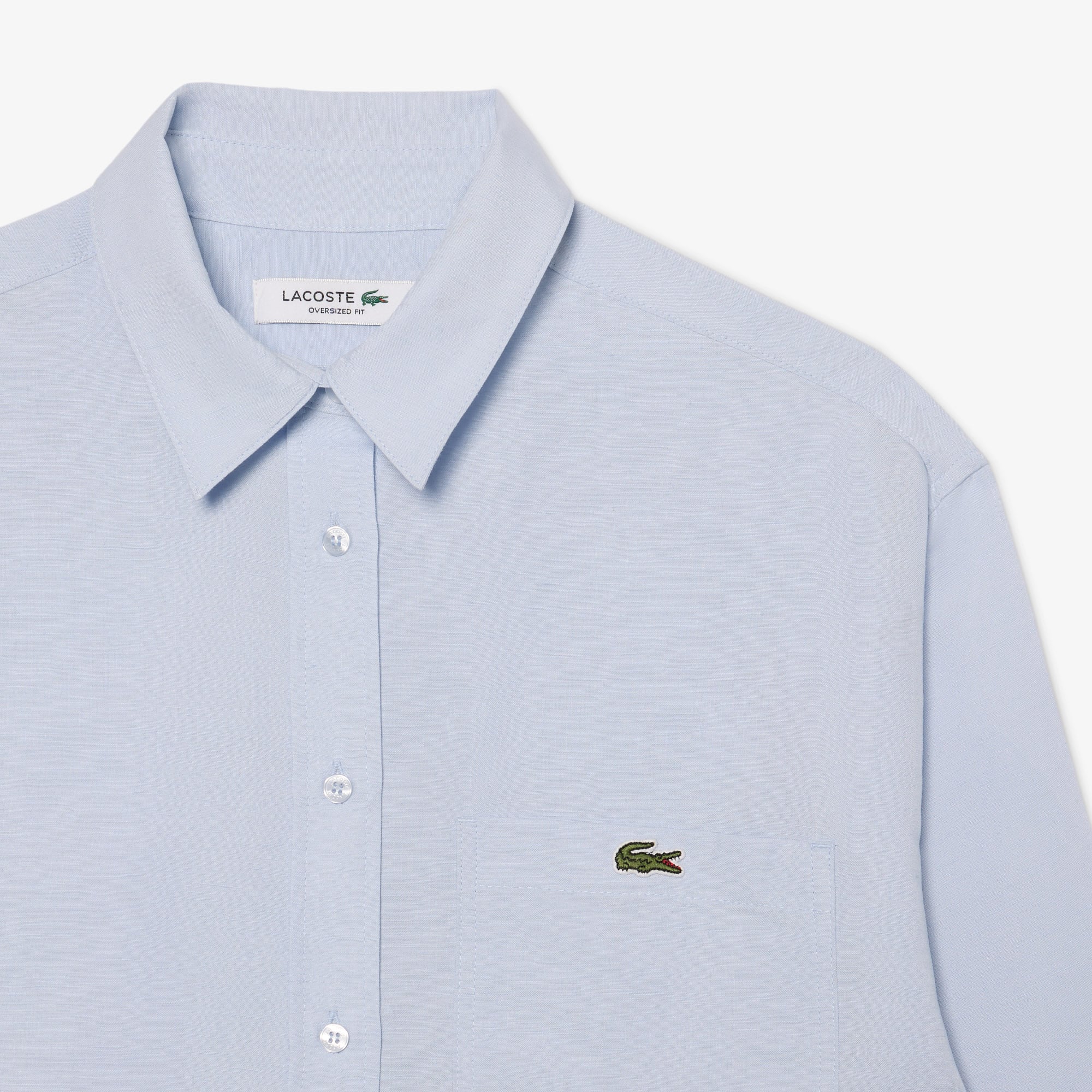 Áo Sơ Mi Lacoste Nữ Dáng Oversize Chất Liệu Pha Linen