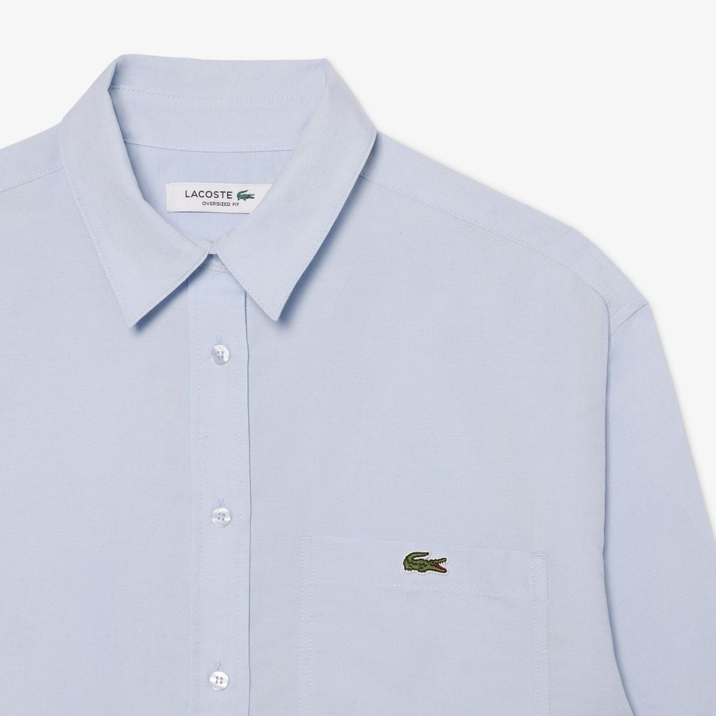 Áo Sơ Mi Lacoste Nữ Dáng Oversize Chất Liệu Pha Linen