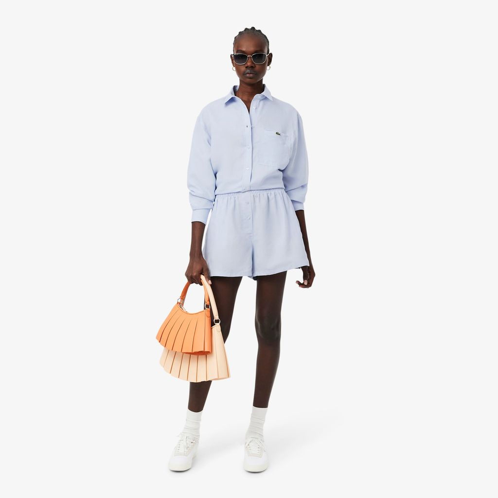 Áo Sơ Mi Lacoste Nữ Dáng Oversize Chất Liệu Pha Linen