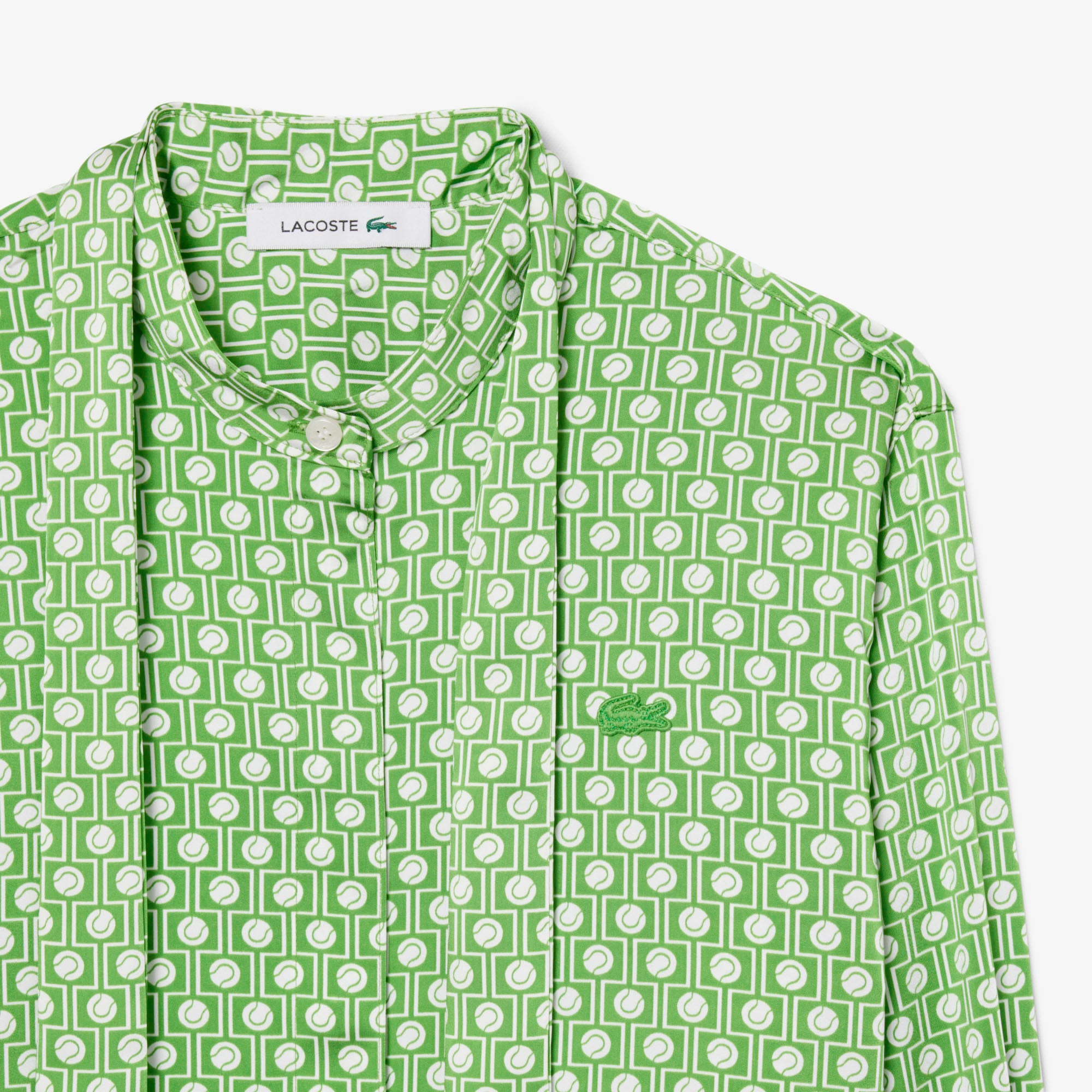 Áo Sơ Mi Lacoste Nữ Dáng Suông Cổ Áo Cà Vạt Có Thể Tháo Rời