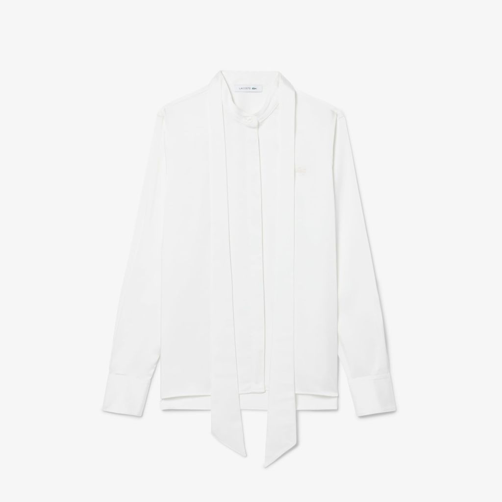 Áo Sơ Mi Lacoste Nữ Dáng Suông Cổ Áo Cà Vạt Có Thể Tháo Rời