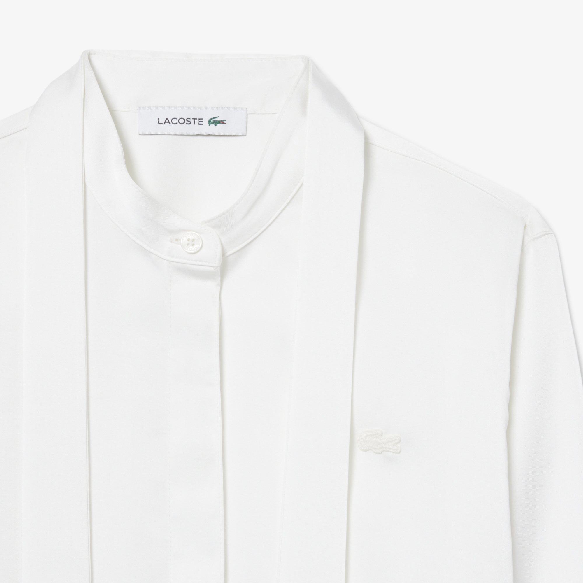 Áo Sơ Mi Lacoste Nữ Dáng Suông Cổ Áo Cà Vạt Có Thể Tháo Rời