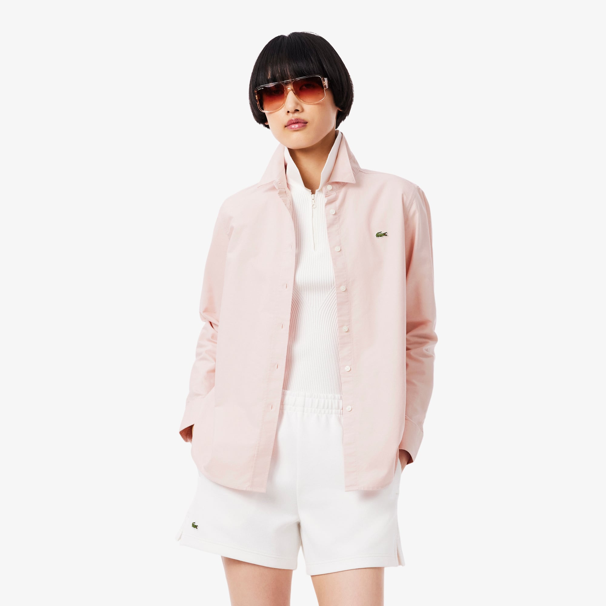 Áo Sơ Mi Lacoste Nữ Dáng Suông Chất Liệu Oxford Cotton