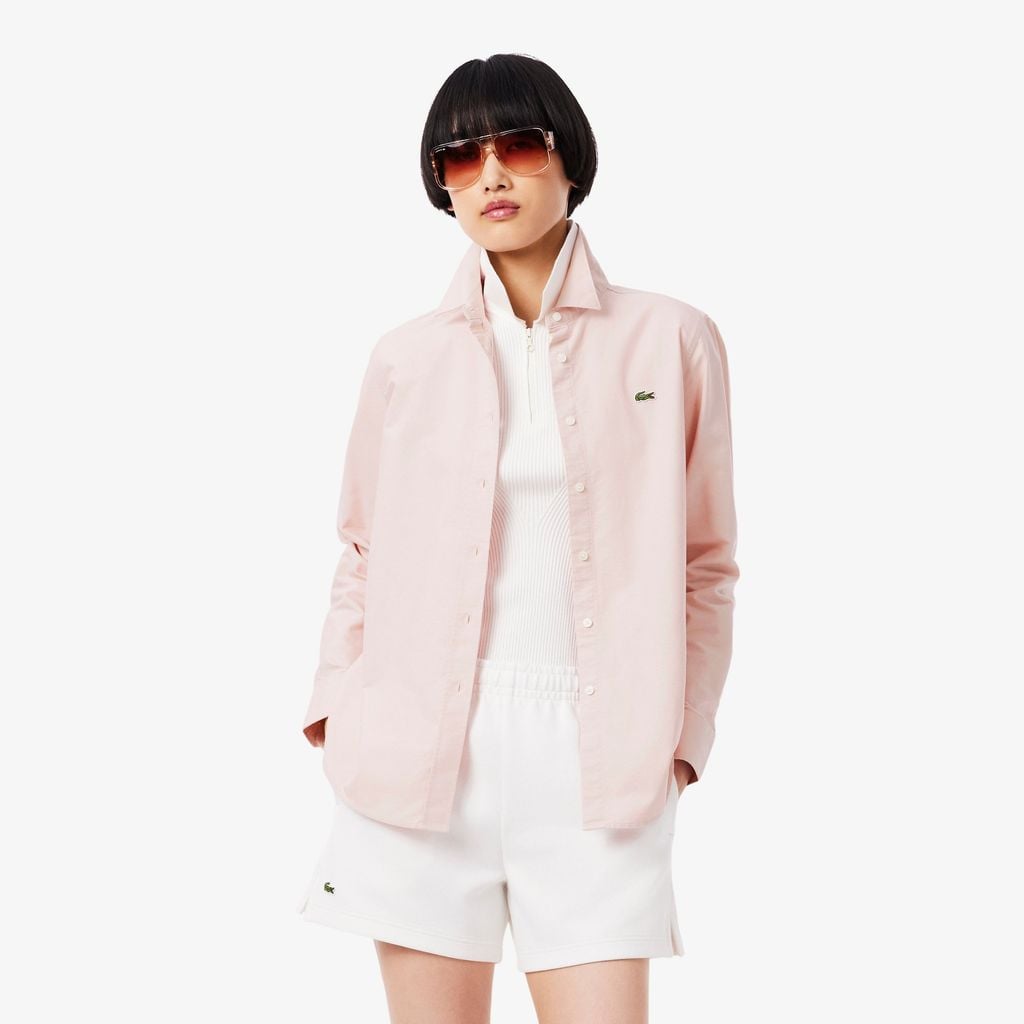 Áo Sơ Mi Lacoste Nữ Dáng Suông Chất Liệu Oxford Cotton