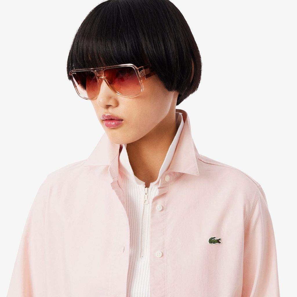 Áo Sơ Mi Lacoste Nữ Dáng Suông Chất Liệu Oxford Cotton
