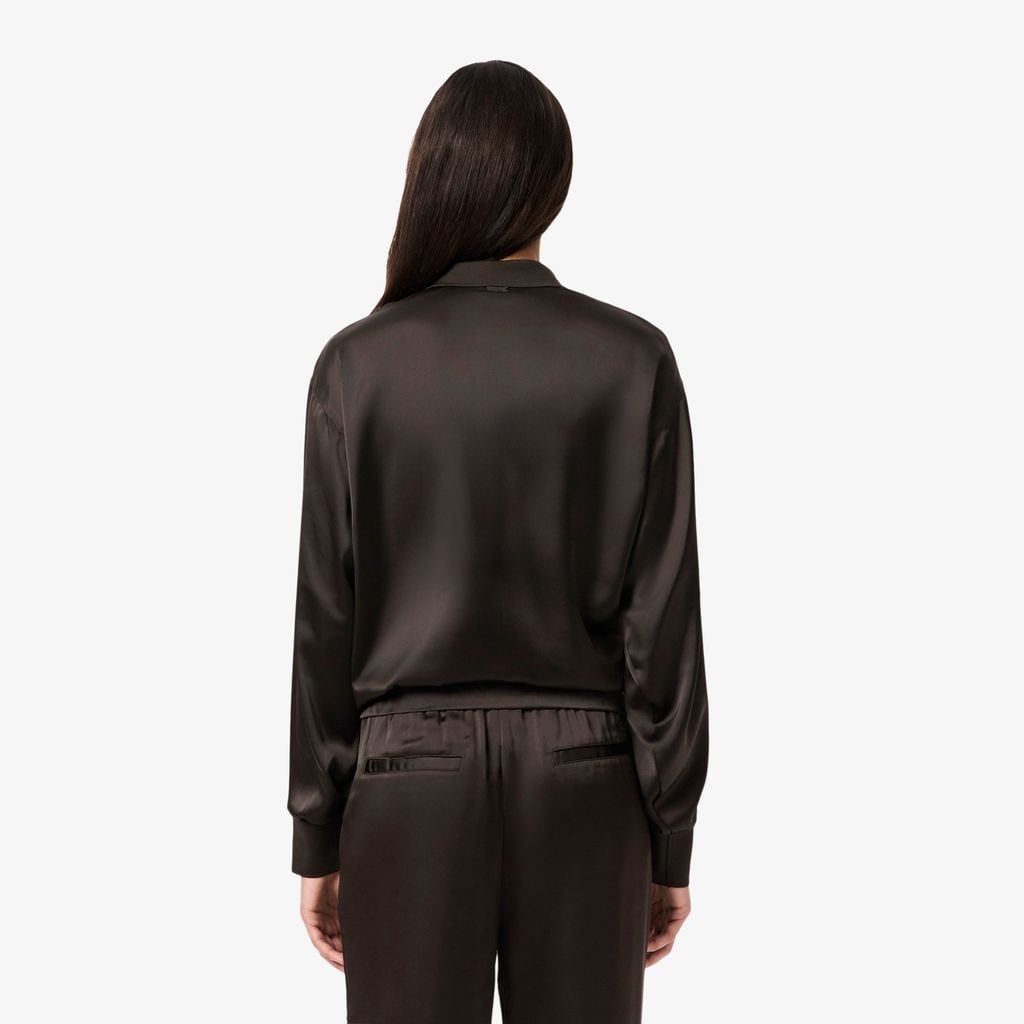 Áo Sơ Mi Lacoste Nữ Satin Oversize Tay Dài