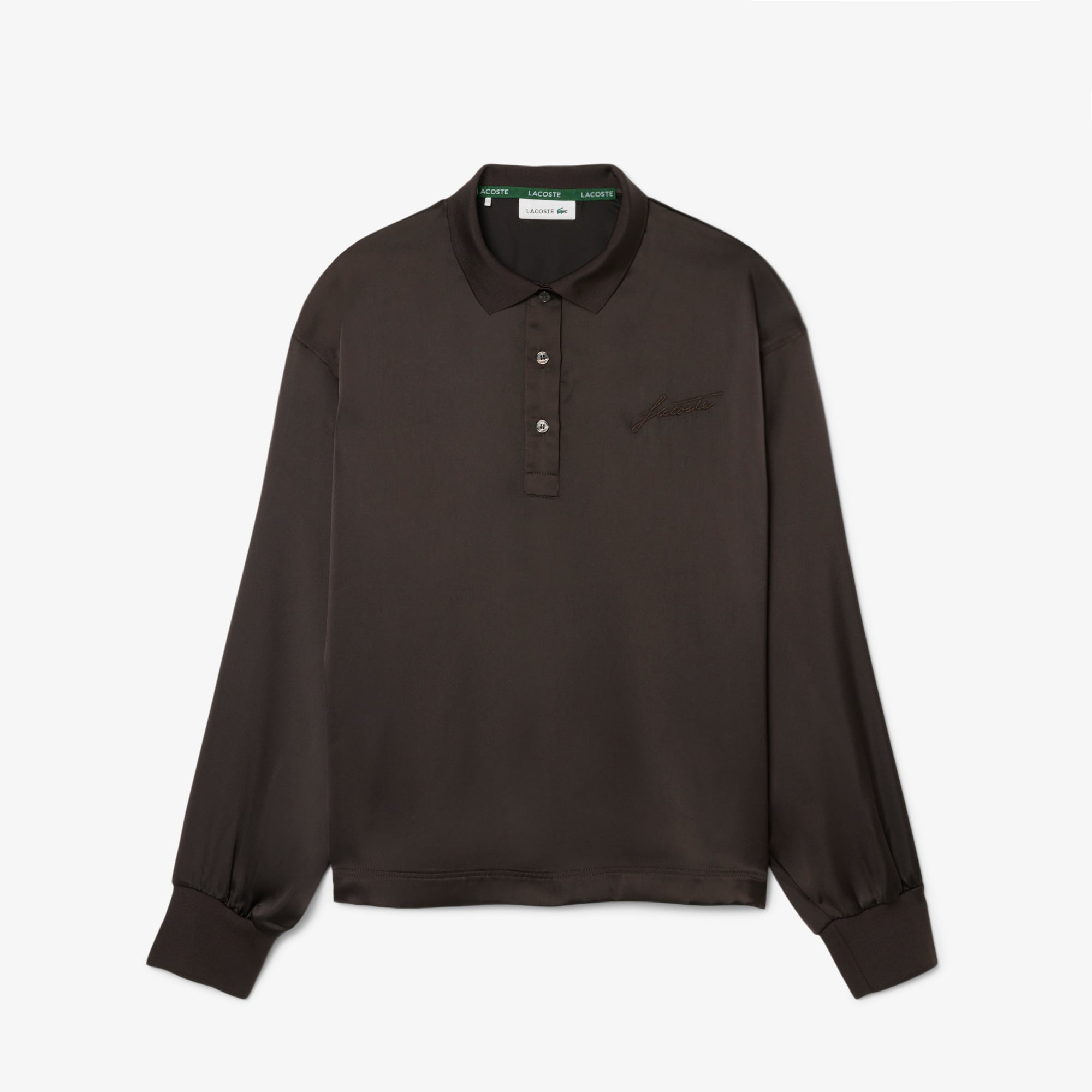 Áo Sơ Mi Lacoste Nữ Satin Oversize Tay Dài