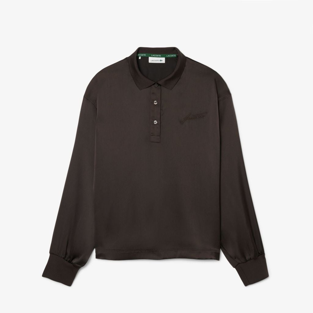 Áo Sơ Mi Lacoste Nữ Satin Oversize Tay Dài