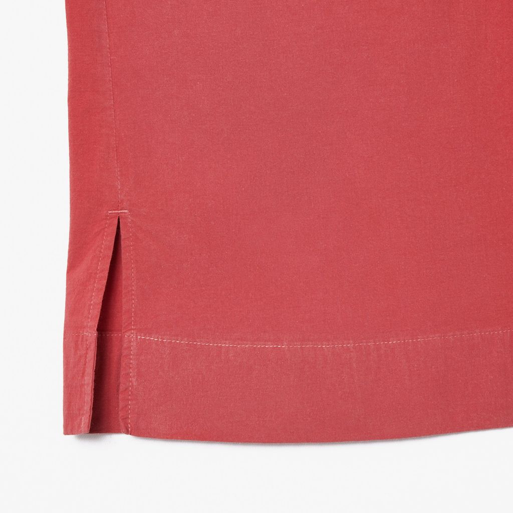 Áo Sơ Mi Lacoste Nữ Oversize Dáng Ngắn Chất Liệu Cotton