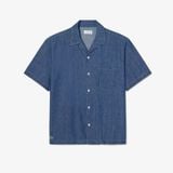 Áo Sơ Mi Lacoste Nam Dáng Rộng Chất Liệu Denim Cổ Mở