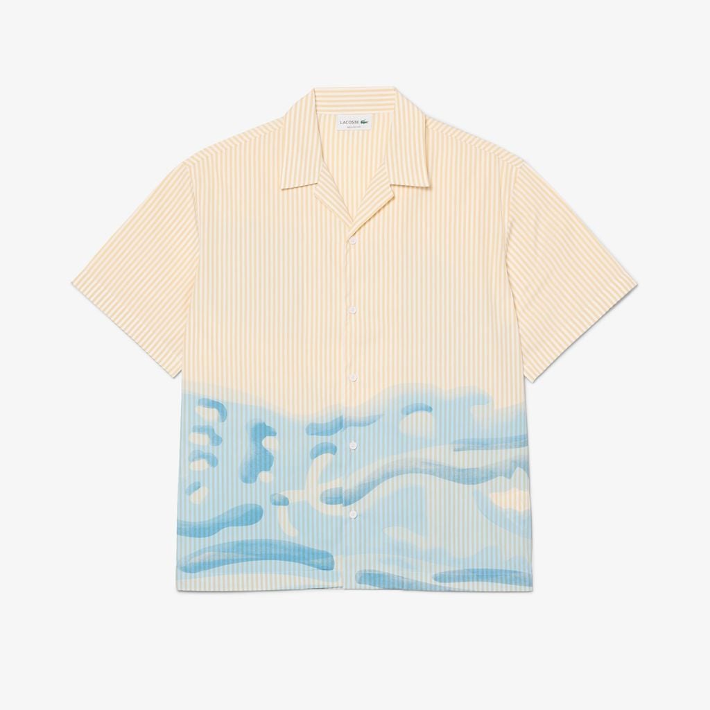 Áo Sơ Mi Lacoste Nam Dáng Rộng Kẻ Sọc In Hình Cá Sấu