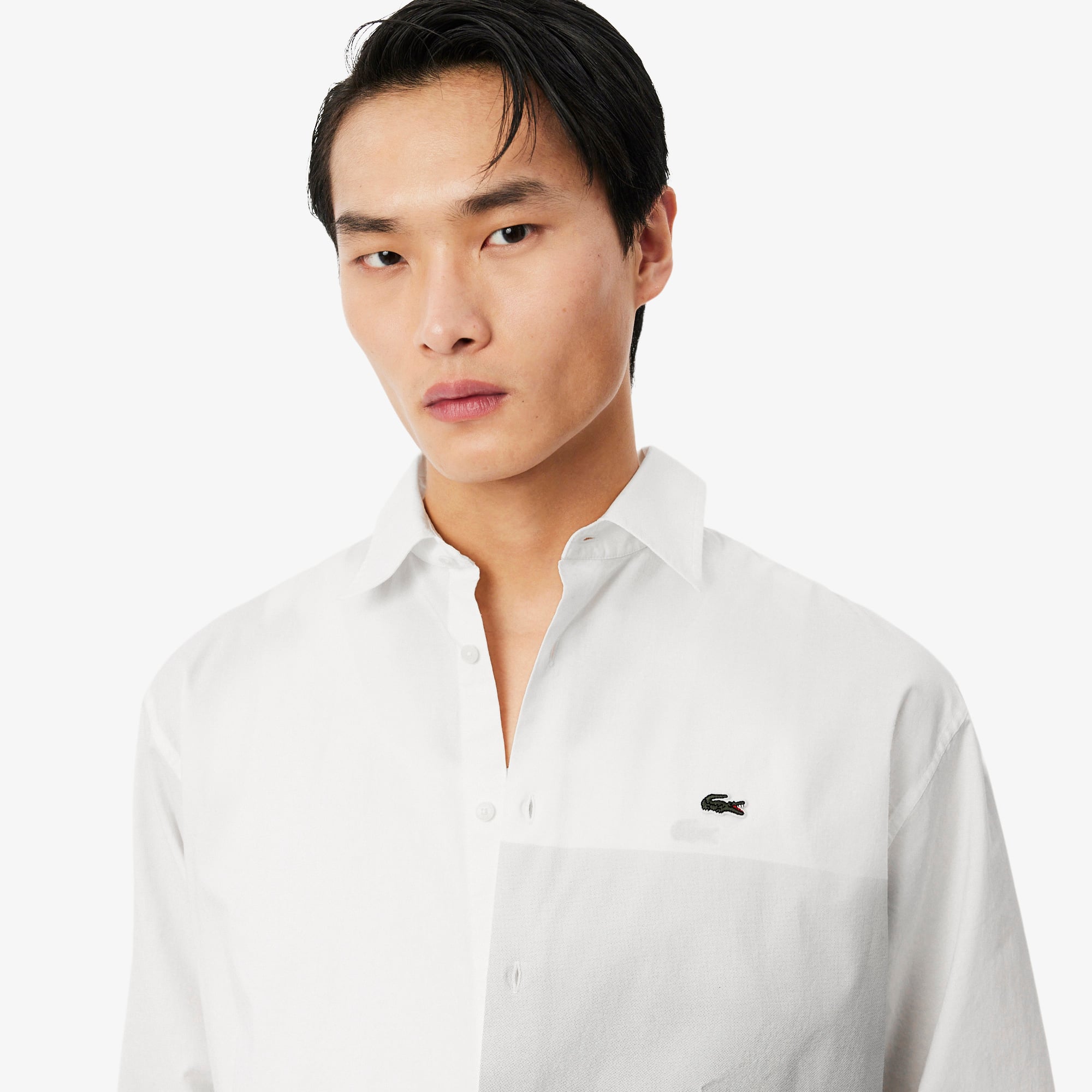 Áo Sơ Mi Lacoste Nam Dáng Rộng Chất Liệu Cotton Twill In Họa Tiết