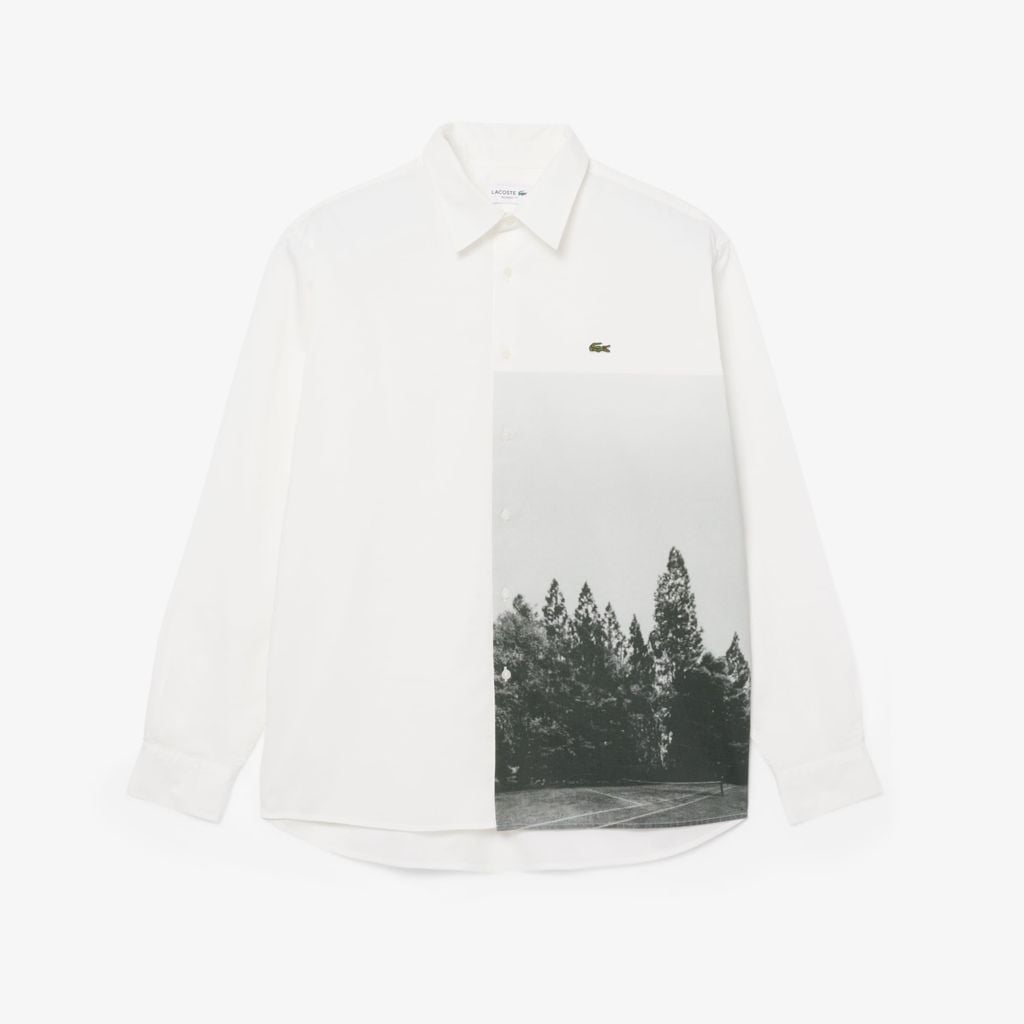 Áo Sơ Mi Lacoste Nam Dáng Rộng Chất Liệu Cotton Twill In Họa Tiết