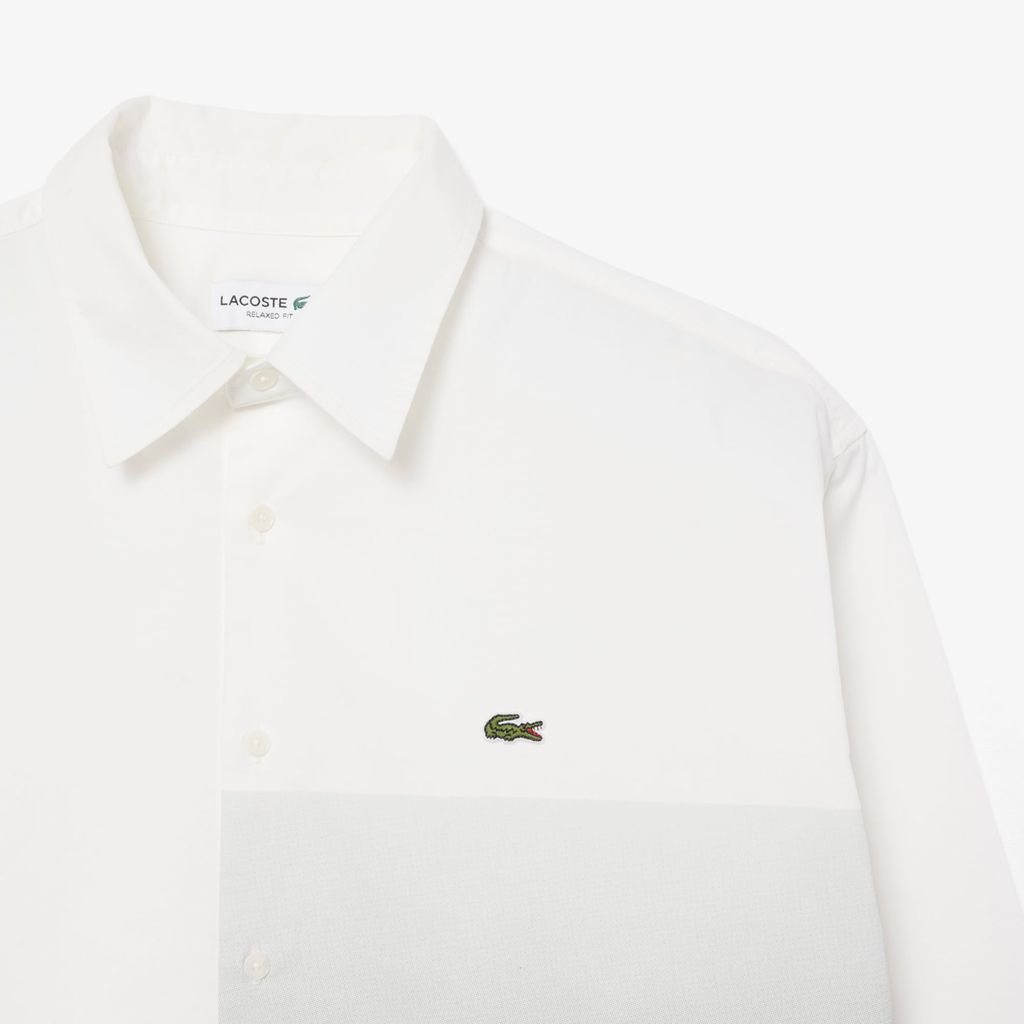Áo Sơ Mi Lacoste Nam Dáng Rộng Chất Liệu Cotton Twill In Họa Tiết