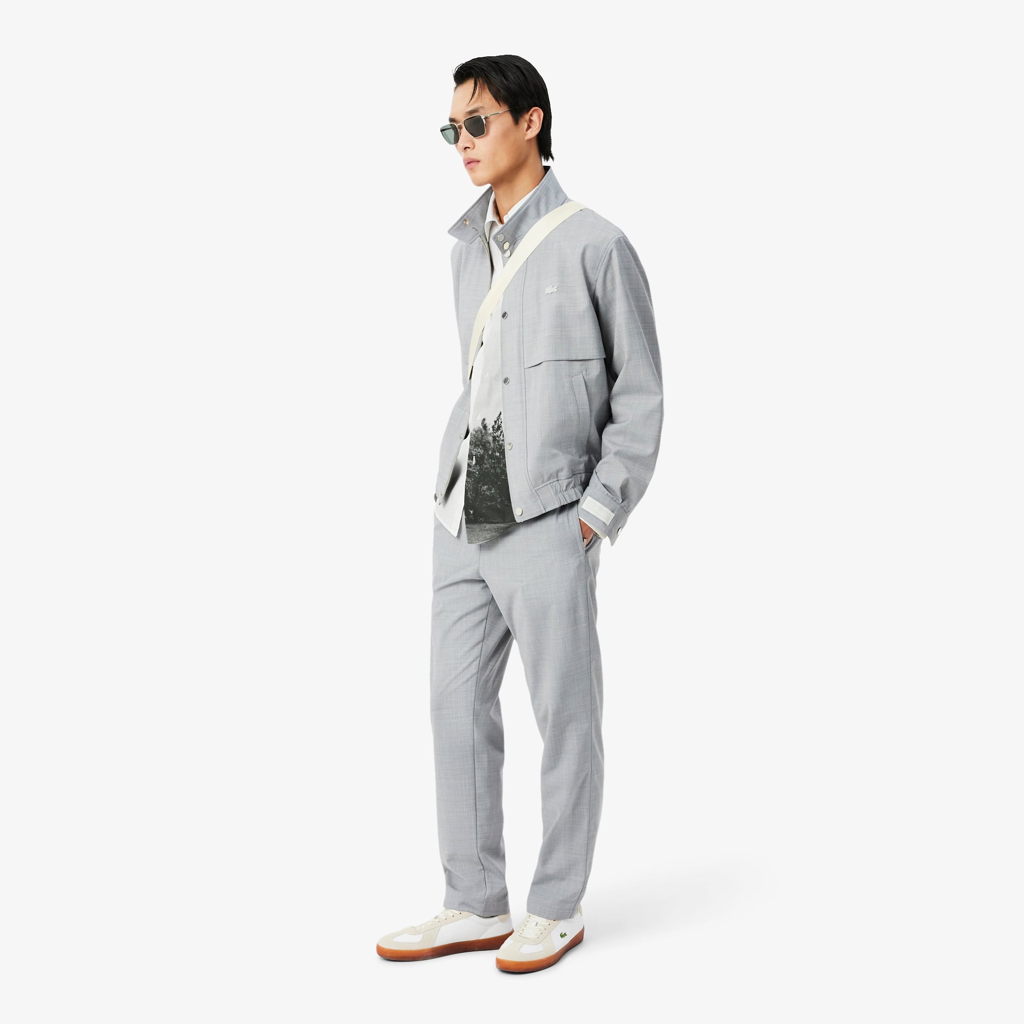 Áo Sơ Mi Lacoste Nam Dáng Rộng Chất Liệu Cotton Twill In Họa Tiết
