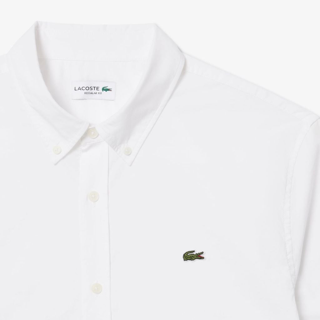 Áo Sơ Mi Lacoste Nam Dáng Suông Chất Liệu Poplin Tay Ngắn