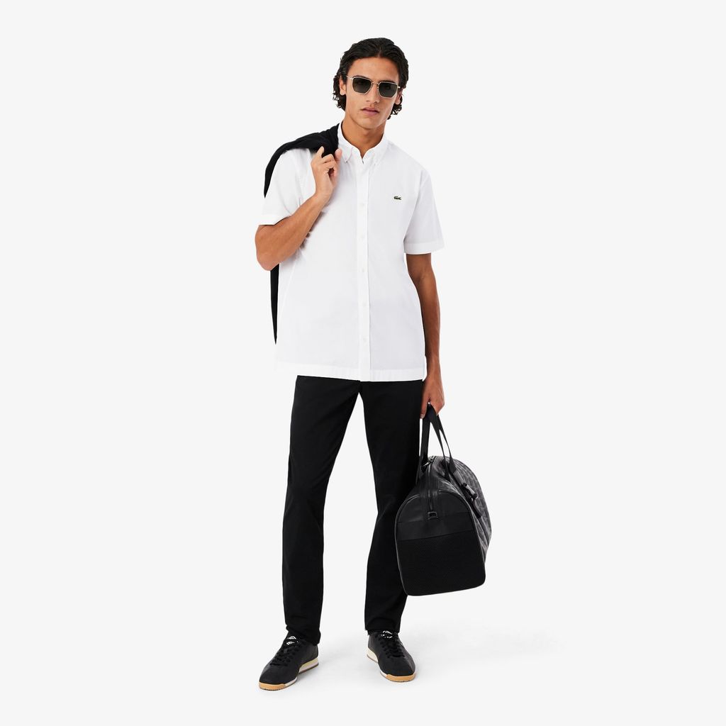 Áo Sơ Mi Lacoste Nam Dáng Suông Chất Liệu Poplin Tay Ngắn